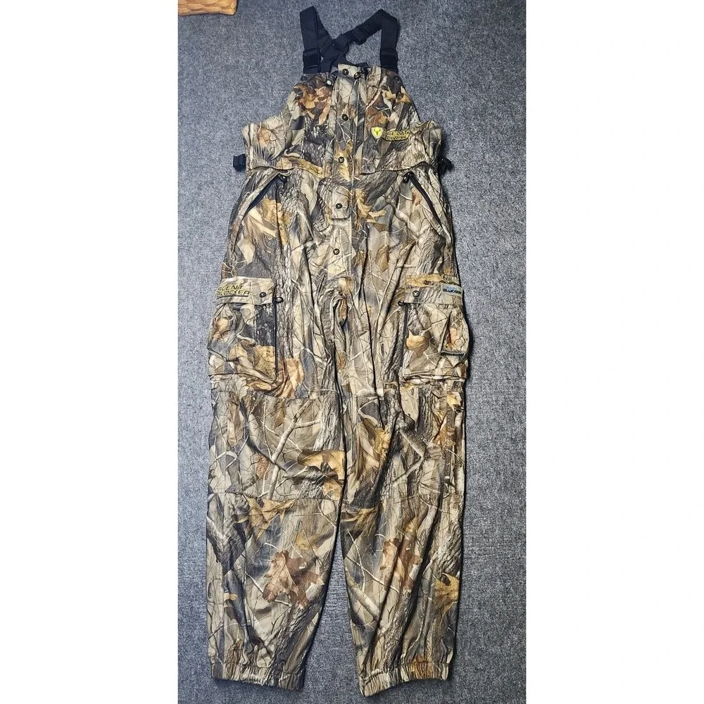 ScentBlocker Realtree Camo Blaze Orange Rainproof ProHunter Bibs Overalls XL
